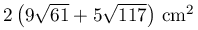 2\left(9\sqrt{61}+5\sqrt{117}\right)\,\mathrm{cm^{2}}