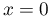 x=0